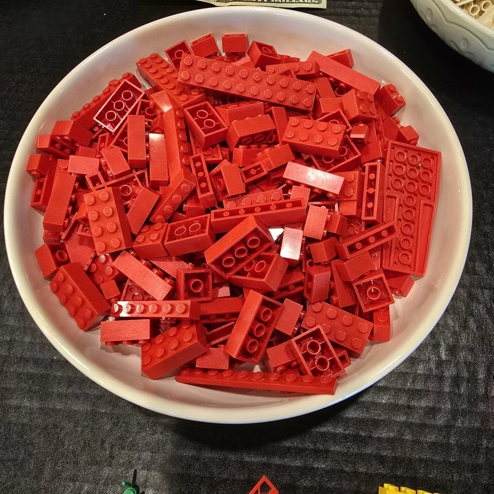 Vintage Red Yellow‎ 1980s Lego Classic Case Full Of Classic Bricks Color
